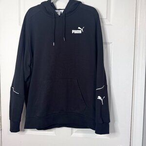 Black Puma Hoodie - Unisex Size XL - White Logo & Mesh Hood Detail - Sport